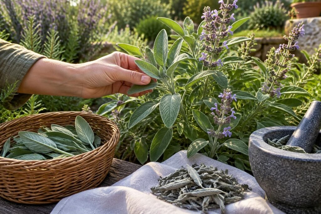 découvrez les usages de la sauge officinale et nos conseils pour récolter ses feuilles au bon moment, les conserver et en profiter pleinement.